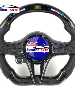Alfa Romeo Giulia 2017 2018 2019 2020 Smooth Leather Carbon Fiber Steering Wheel